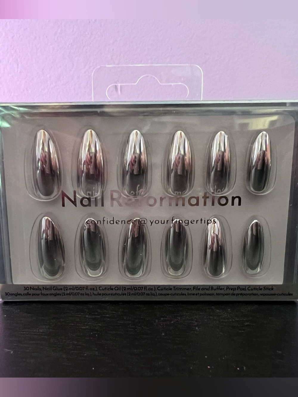 NWT Nail Reformation Chrome Silver Press-On Nails